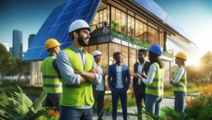 Ingeniero Civil evaluando proyecto verde. Construye Verde y Legal Integrando Sostenibilidad Construcciones en Colombia